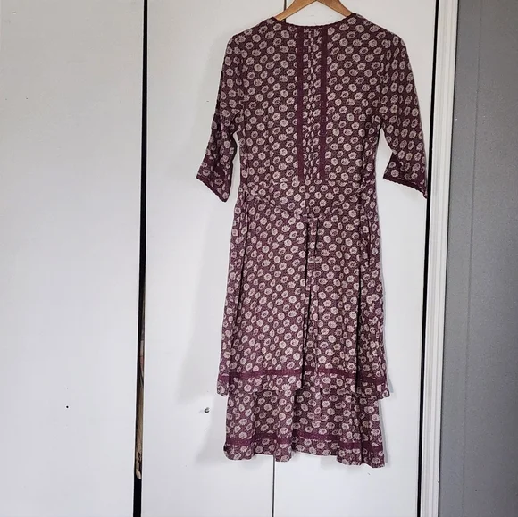 April Cornell Burgundy Floral Midi Dress - Picture 2 of 3